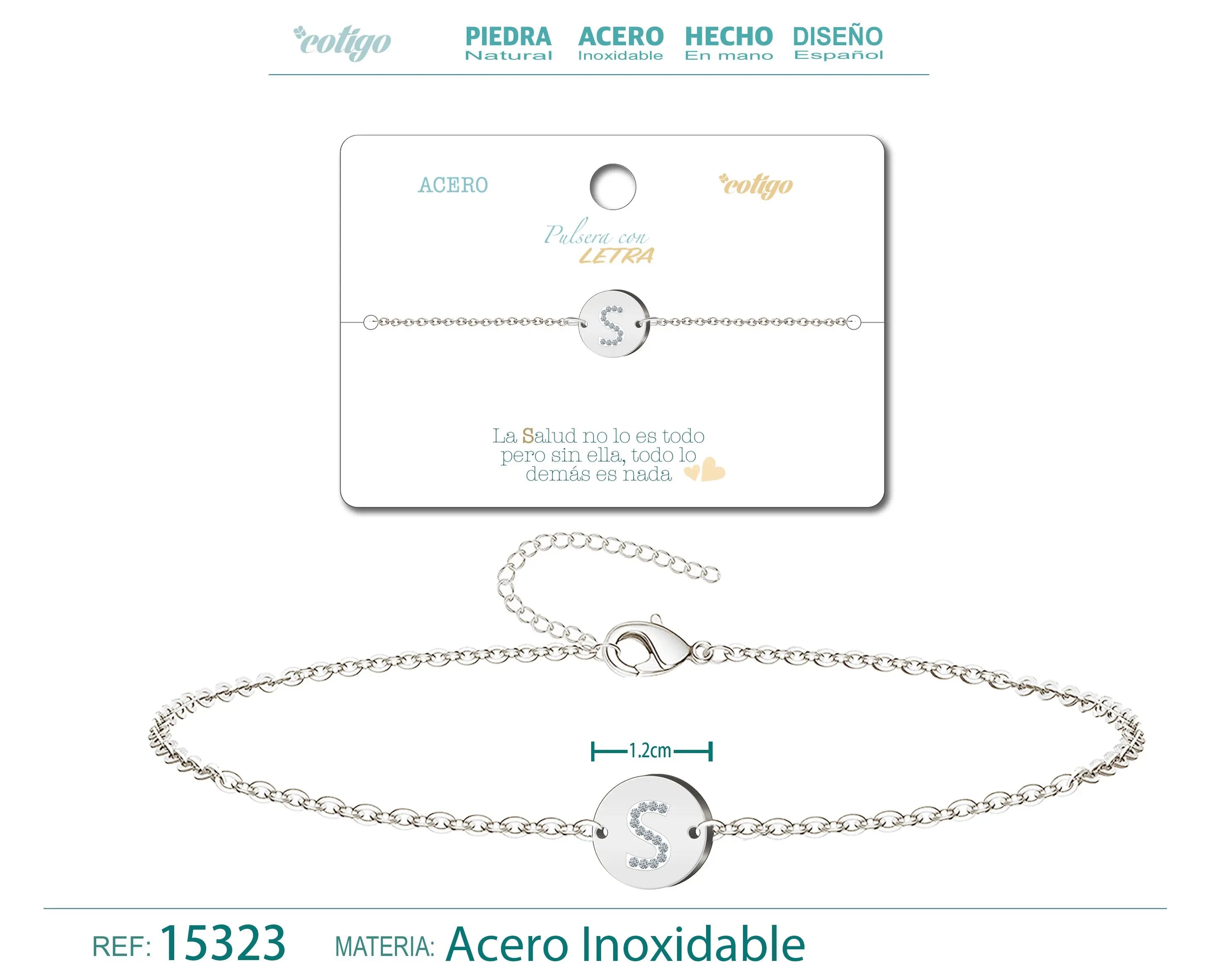 Pulsera Letra S Color Plateado - cotigo