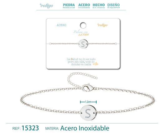 Pulsera Letra S Color Plateado