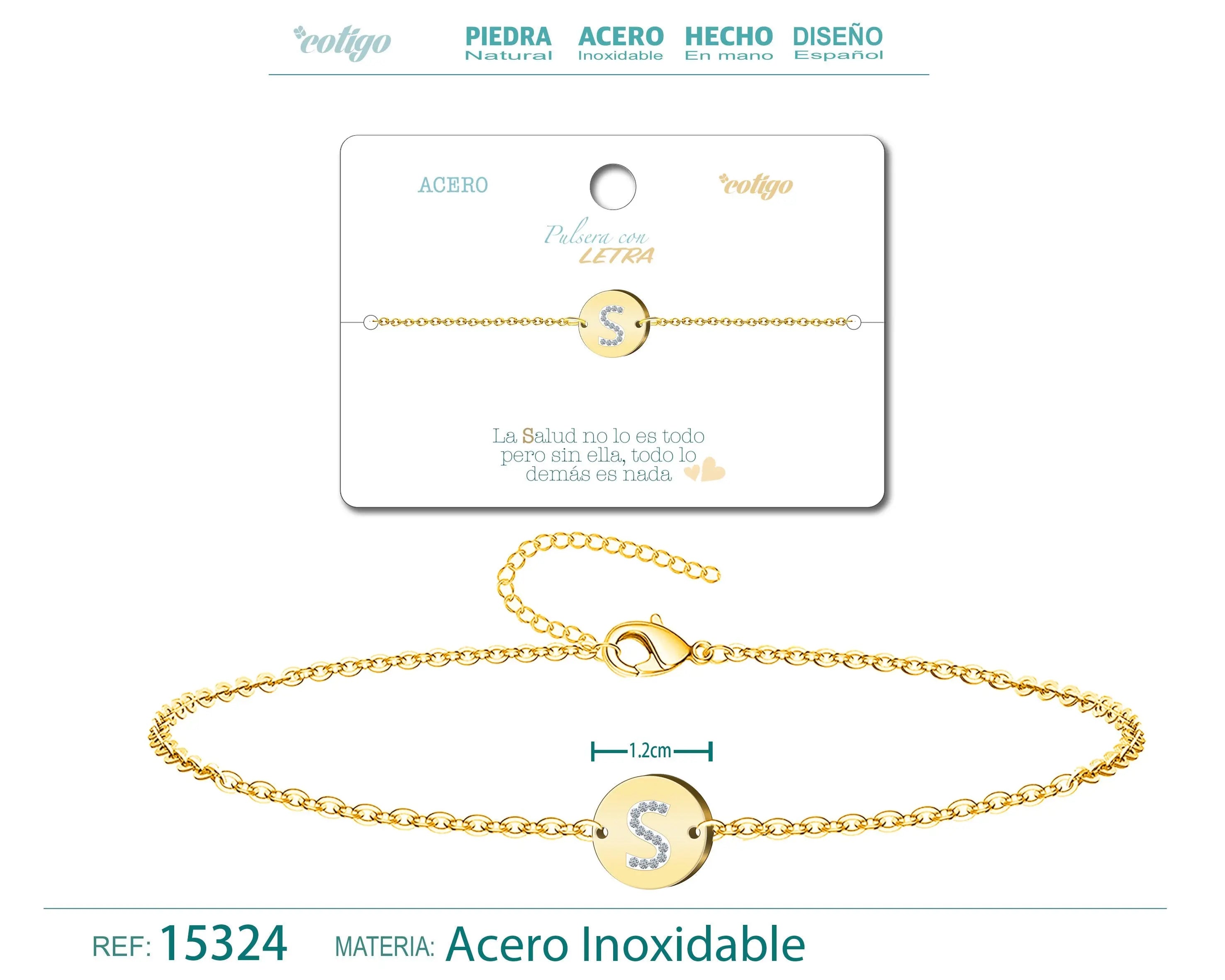 Pulsera Letra S Color Dorado - cotigo