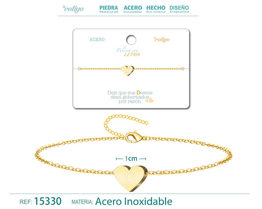Pulsera Letra D Color Dorado