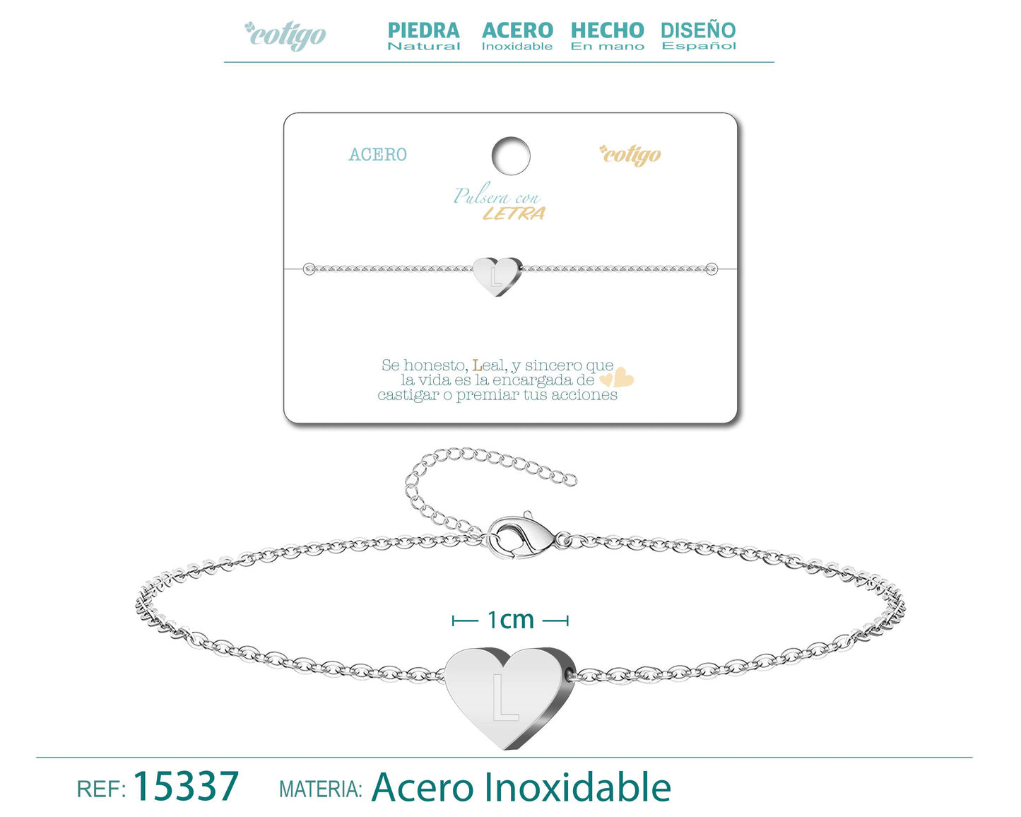 Pulsera Letra L Color Plateado