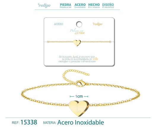 Pulsera Letra L Color Dorado