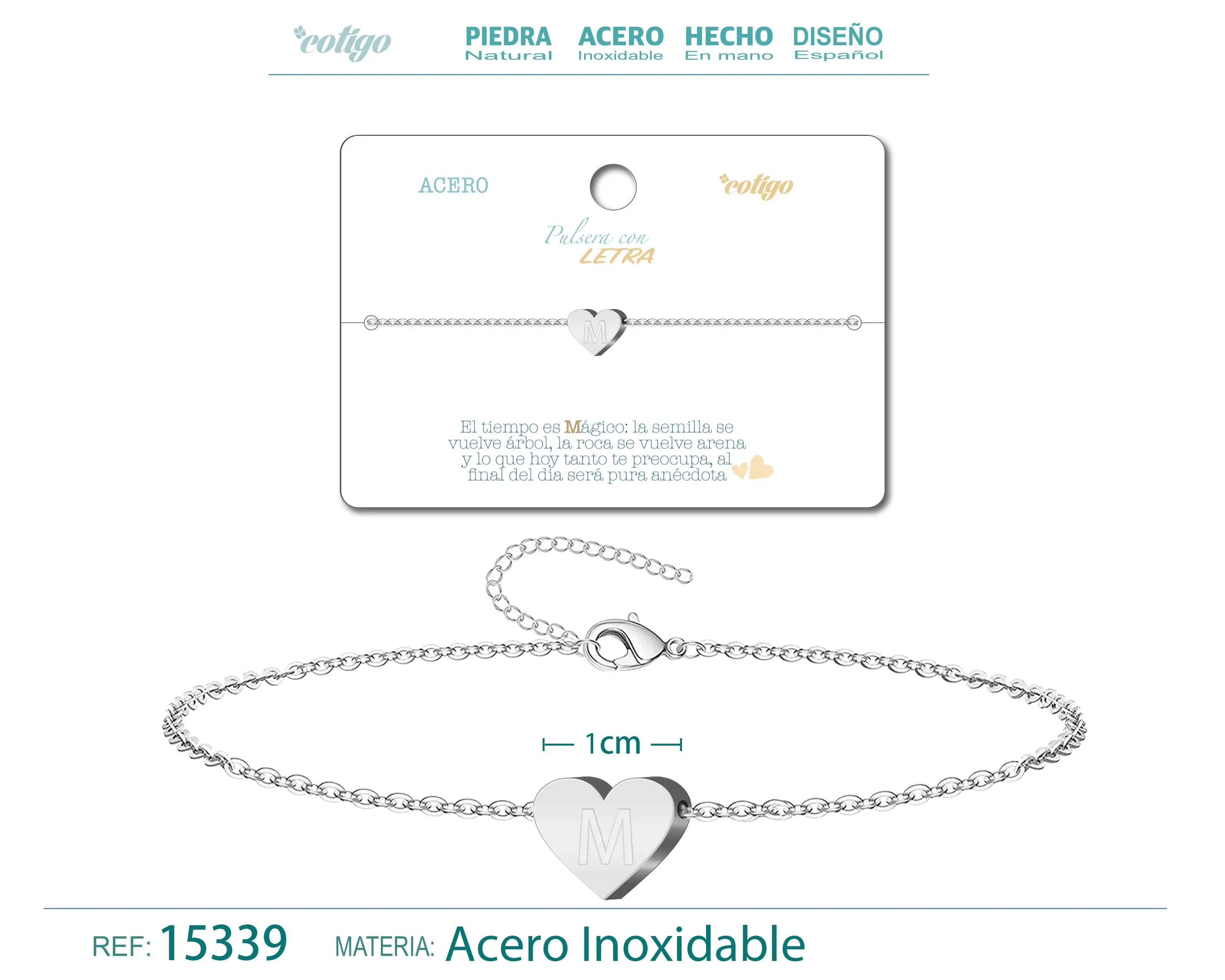 Pulsera Letra M Color Plateado - cotigo