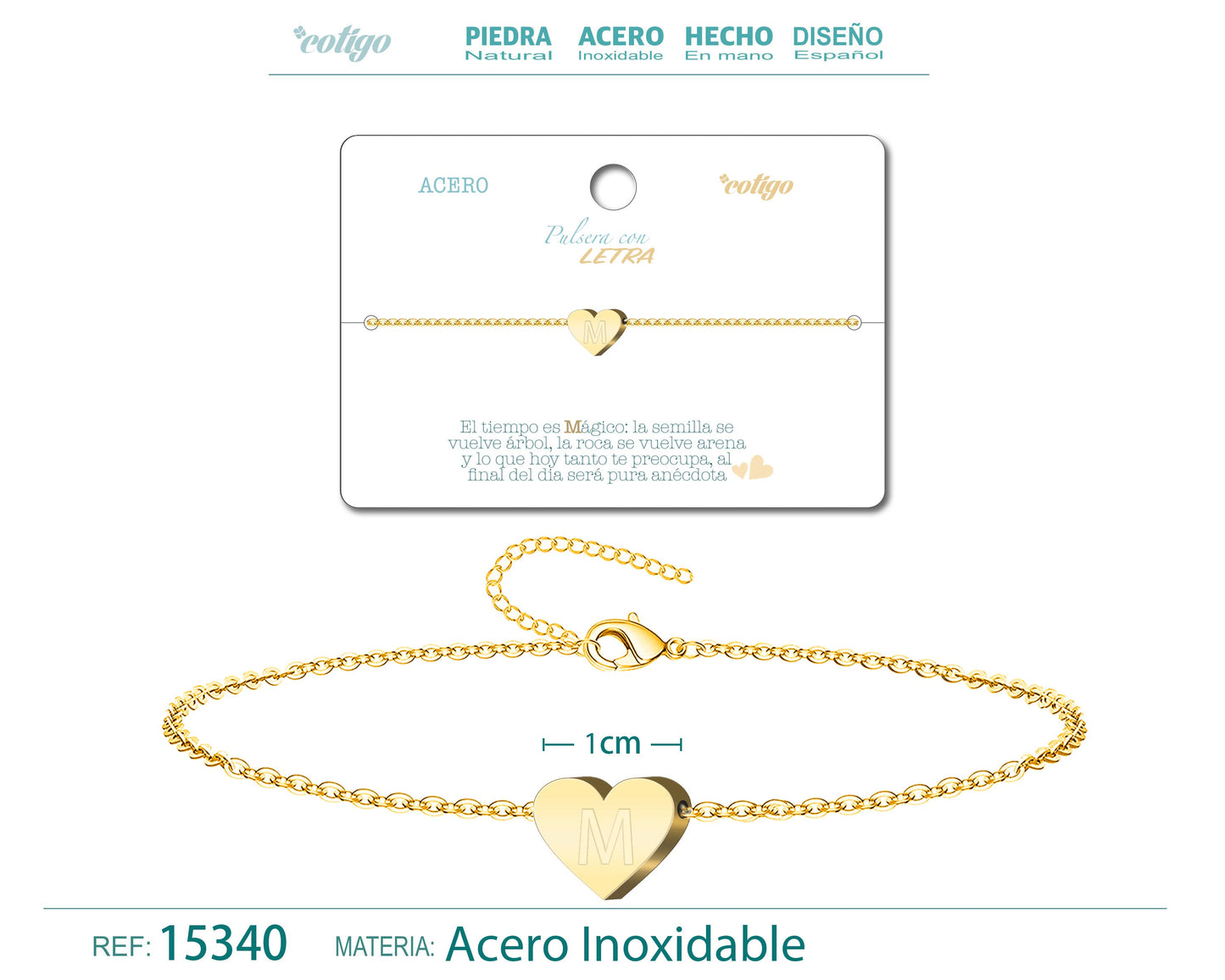 Pulsera Letra M Color Dorado
