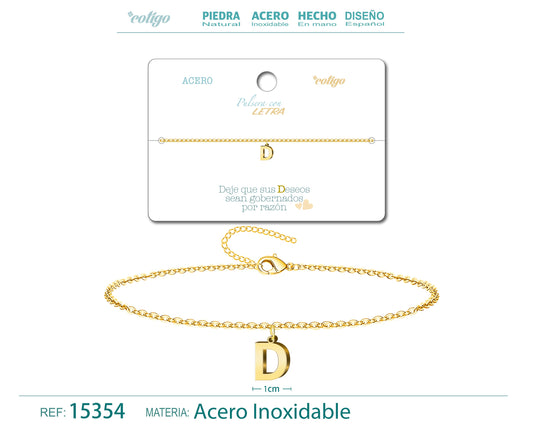 Pulsera Letra D Color Dorado