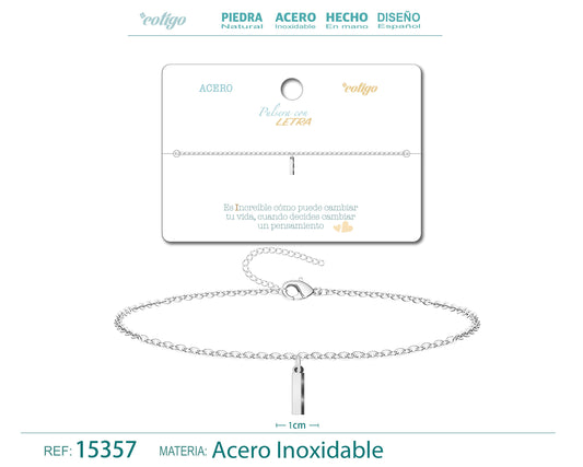 Pulsera Letra I Color Plateado