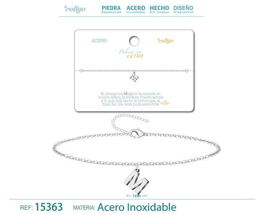 Pulsera Letra M Color Plateado