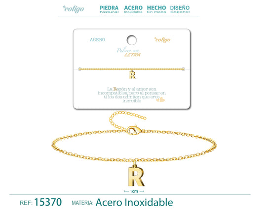 Pulsera Letra R Color Dorado