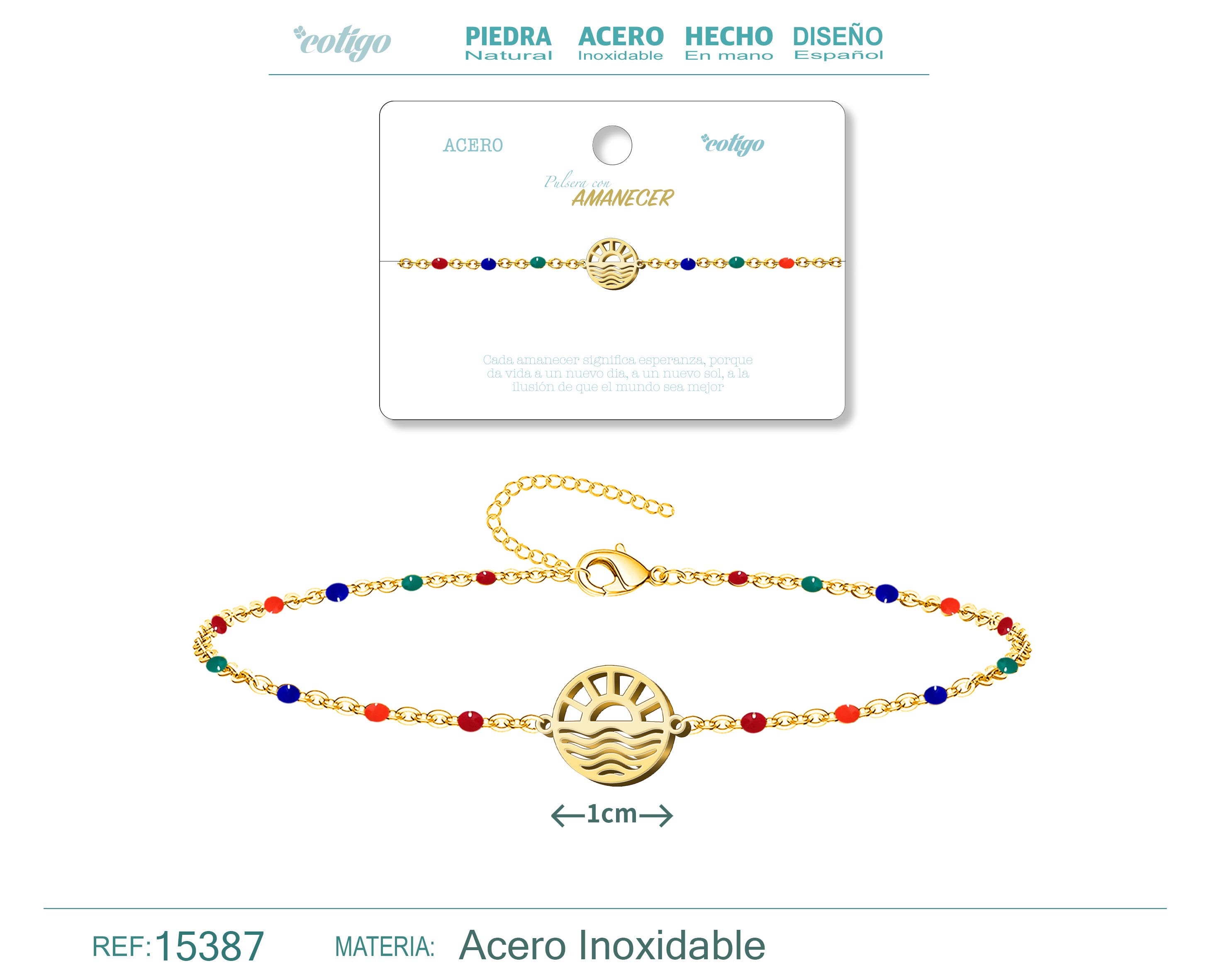 Pulsera Multicolor con Amanecer en Acero Inoxidable – vista principal del diseño multicolor con amanecer