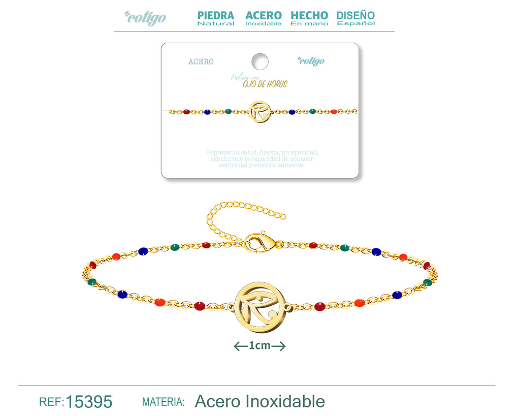 Pulsera Acero Multicolor con Ojo de Turco