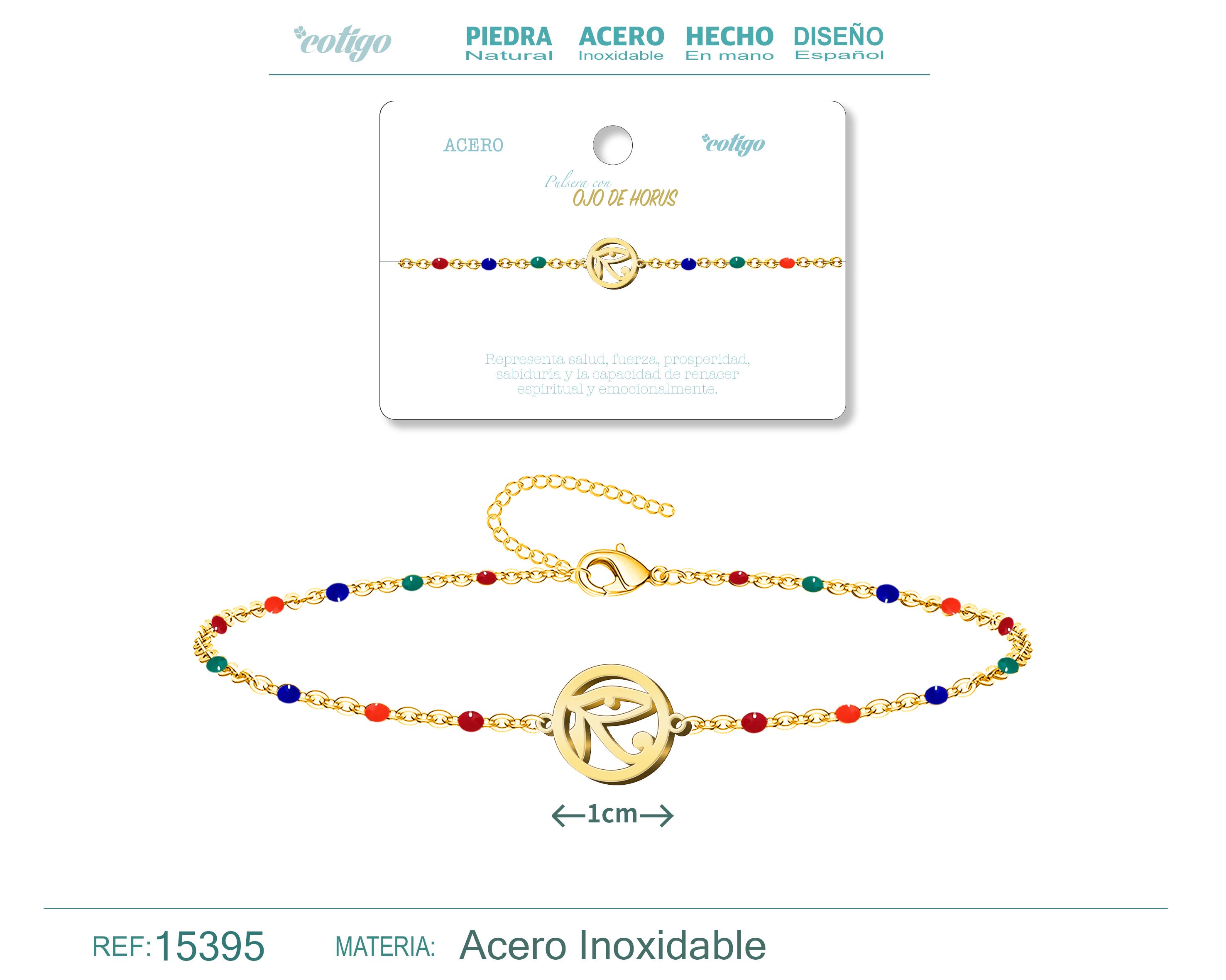 Pulsera Acero Multicolor con Ojo de Turco