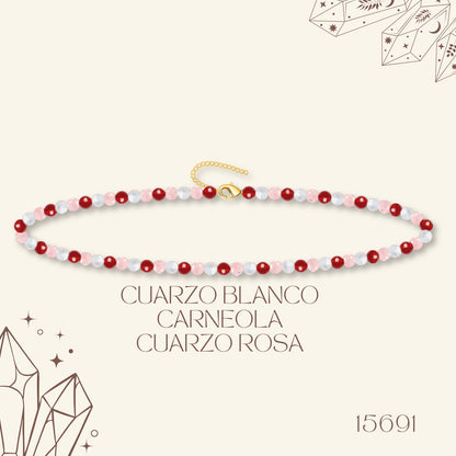 🌿 Pulsera de Piedra Natural 4mm Multicolores  ✨ con Accesorio en Acero Inoxidable 💎 ¡Incluye Pulsera 7 Nudos de Regalo! 🎁