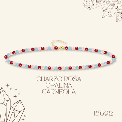 🌿 Pulsera de Piedra Natural 4mm Multicolores  ✨ con Accesorio en Acero Inoxidable 💎 ¡Incluye Pulsera 7 Nudos de Regalo! 🎁
