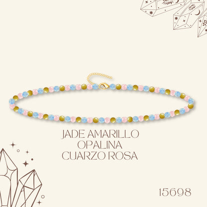🌿 Pulsera de Piedra Natural 4mm Multicolores  ✨ con Accesorio en Acero Inoxidable 💎 ¡Incluye Pulsera 7 Nudos de Regalo! 🎁