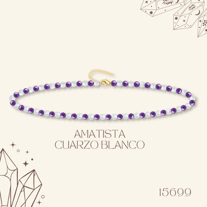 🌿 Pulsera de Piedra Natural 4mm Multicolores  ✨ con Accesorio en Acero Inoxidable 💎 ¡Incluye Pulsera 7 Nudos de Regalo! 🎁