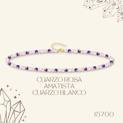 🌿 Pulsera de Piedra Natural 4mm Multicolores  ✨ con Accesorio en Acero Inoxidable 💎 ¡Incluye Pulsera 7 Nudos de Regalo! 🎁