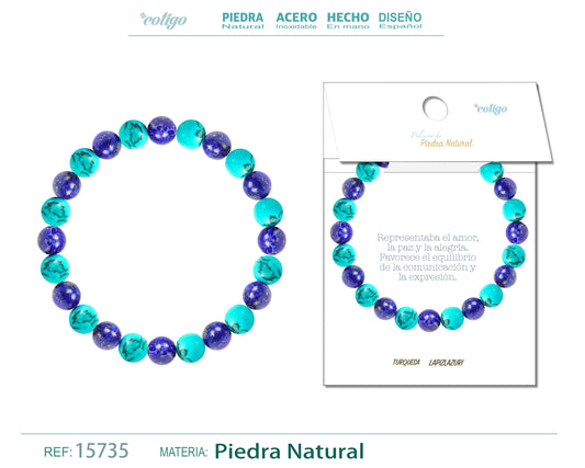 Pulsera piedra Lapizlazuli+Turquesa
