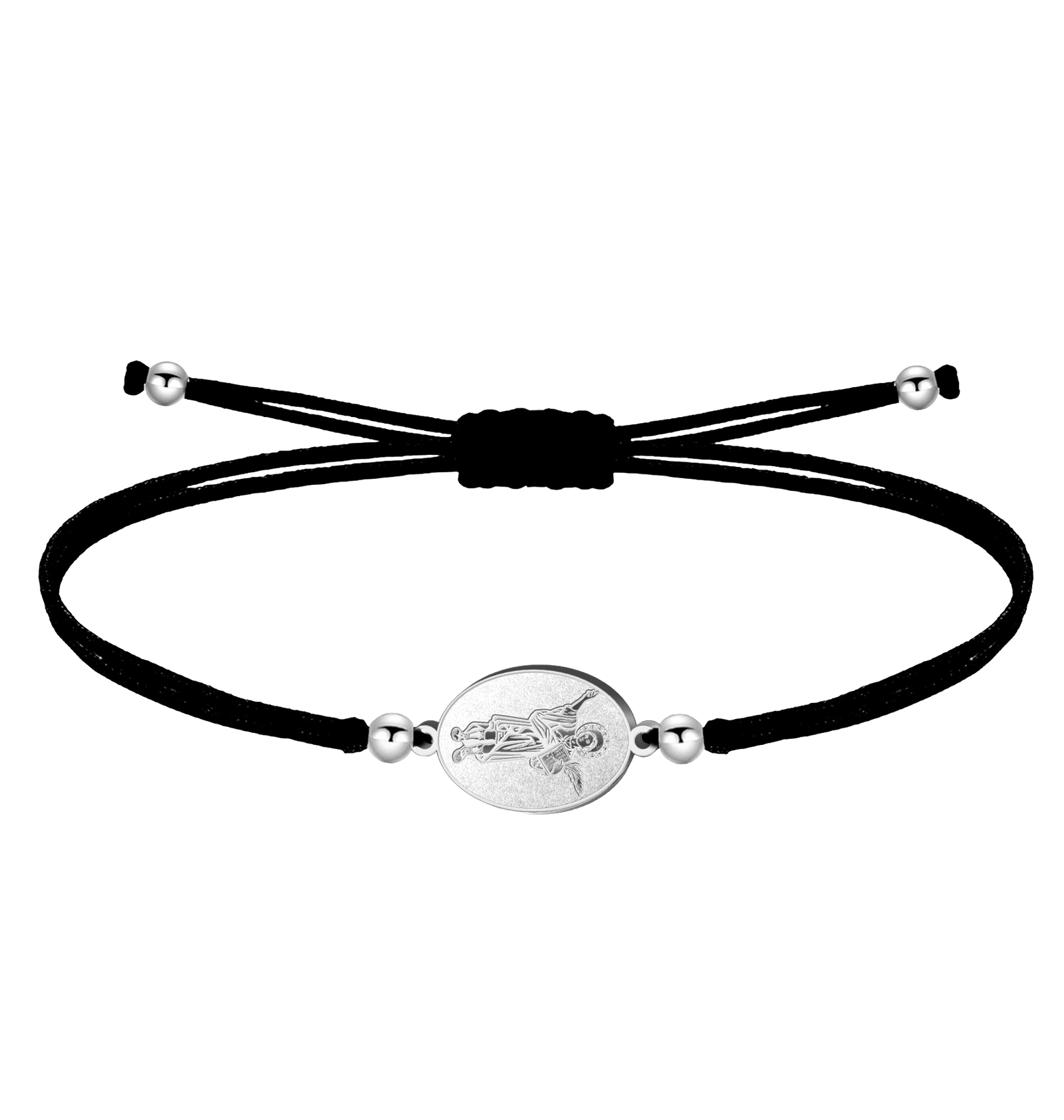 Pulsera Medalla de San Pancracio con Hilo Encerado textura