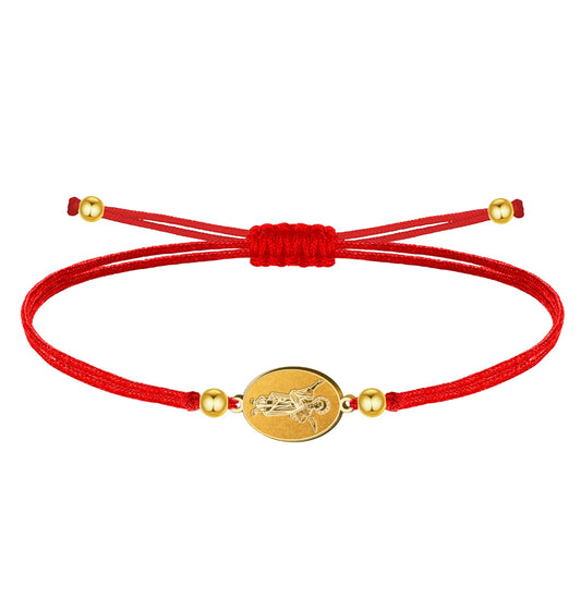 Pulsera ajustable de hilo encerado con medalla de San Pancracio, amuleto de protección para la suerte y el trabajo.