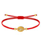 Pulsera de hilo encerado ajustable con medalla de San Cristóbal portando al Niño Jesús, disponible en rojo, amuleto de protección para viajeros y conductores.
