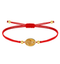Pulsera de hilo encerado ajustable con medalla de San José Obrero en acero inoxidable. Disponible en hilo rojo con acabado dorado
