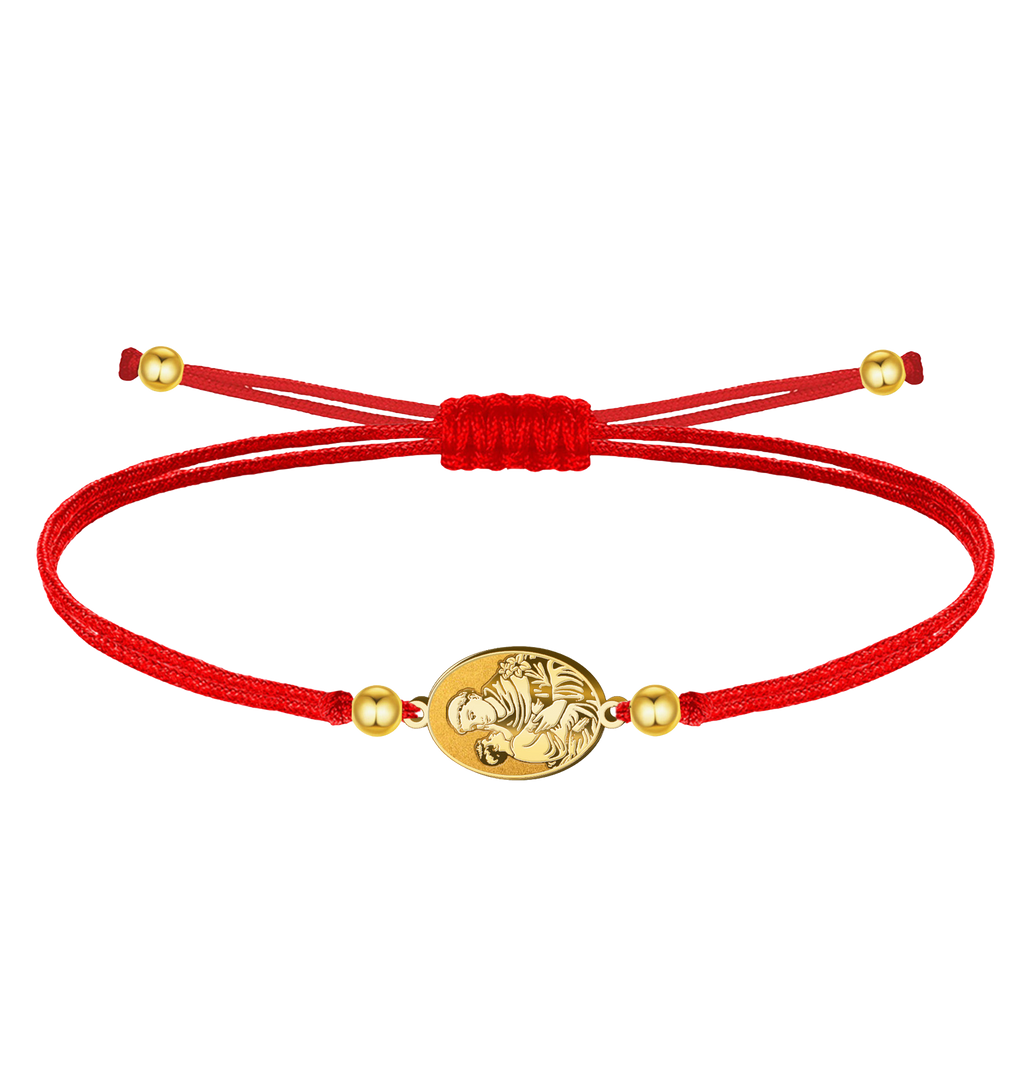 Pulsera Hilo Encerado con San Antonio Acero Inoxidable cotigo