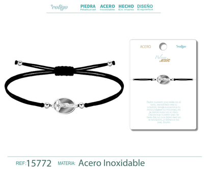 Pulsera Hilo Encerado con Jesús Crucificadocolor Plateado