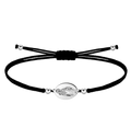 Pulsera de hilo negro encerado con medalla virgen del carmen acero plateado amuleto protección marineros y conductores