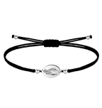 Pulsera de hilo negro encerado con medalla virgen del carmen acero plateado amuleto protección marineros y conductores