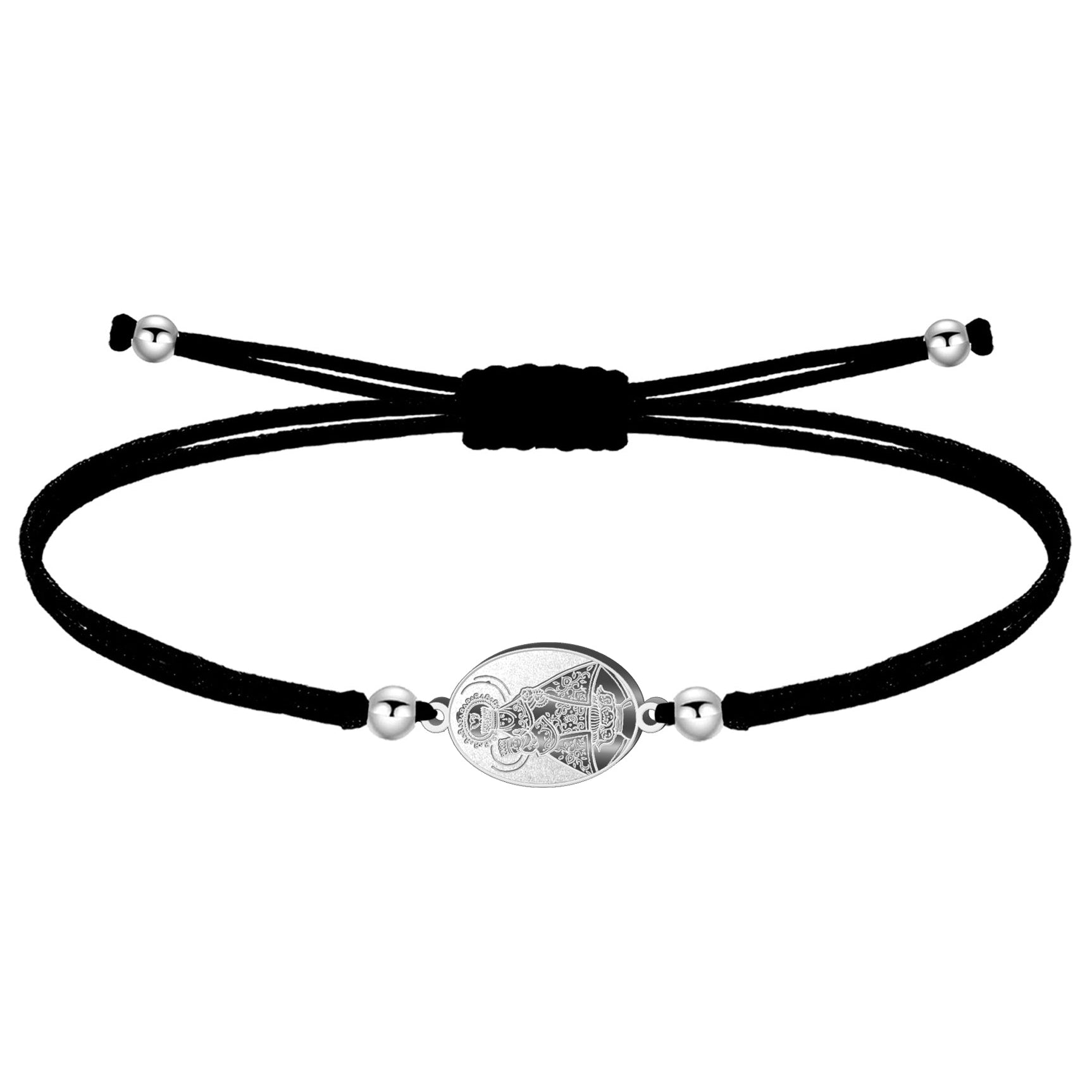 Pulsera de Hilo Encerado con Virgen de Covadonga en Acero Inoxidable – vista principal