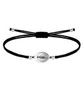 Pulsera negra con medalla plateada de la Virgen de Fátima