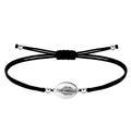 Pulsera hilo negro encerado Medalla Milagrosa Virgen de los Rayos plateada acero inoxidable ajustable regalo religioso protección unisex