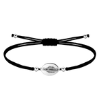 Pulsera hilo negro encerado Medalla Milagrosa Virgen de los Rayos plateada acero inoxidable ajustable regalo religioso protección unisex