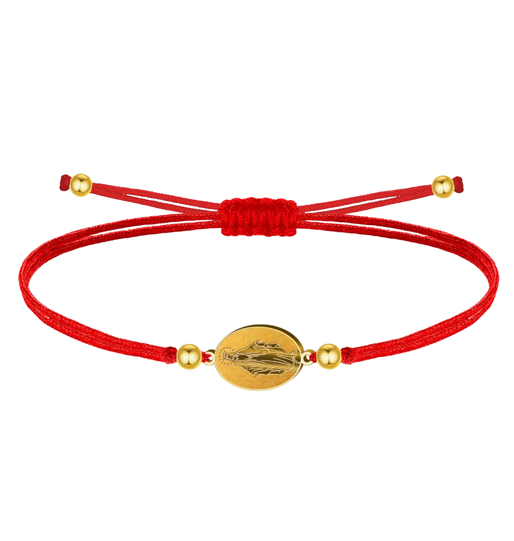 Pulsera hilo rojo encerado Medalla Milagrosa dorada Virgen de los Rayos acero inoxidable amuleto protección mal de ojo suerte regalo mujer
