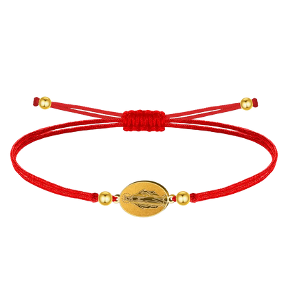 Pulsera hilo rojo encerado Medalla Milagrosa dorada Virgen de los Rayos acero inoxidable amuleto protección mal de ojo suerte regalo mujer