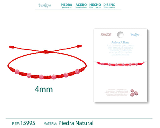 Pulsera 7 Nudos con Piedra rodonita 4mm