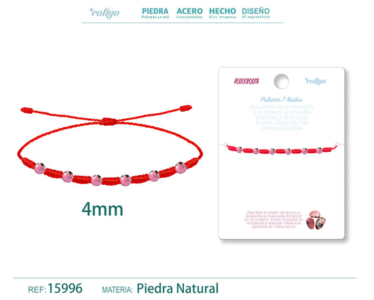 Pulsera 7 Nudos con Rodocrosita 4mm