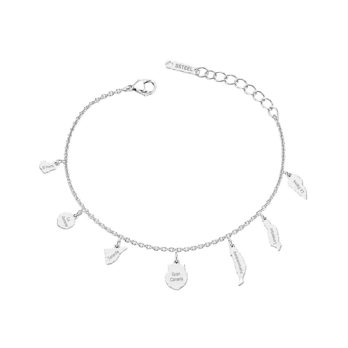 Pulsera 7 Islas Canarias con Nombres de Acero