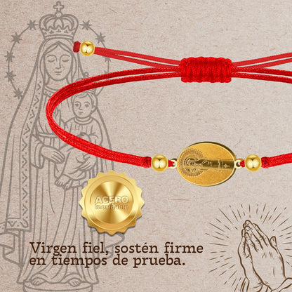 Pulsera Hilo Encerado con VIRGEN DEL PILAR color Dorado