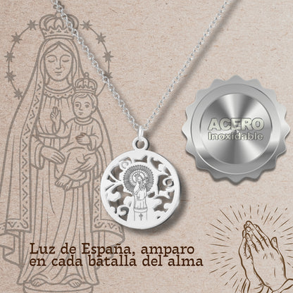 Collar Virgen de Pilar Acero plateado