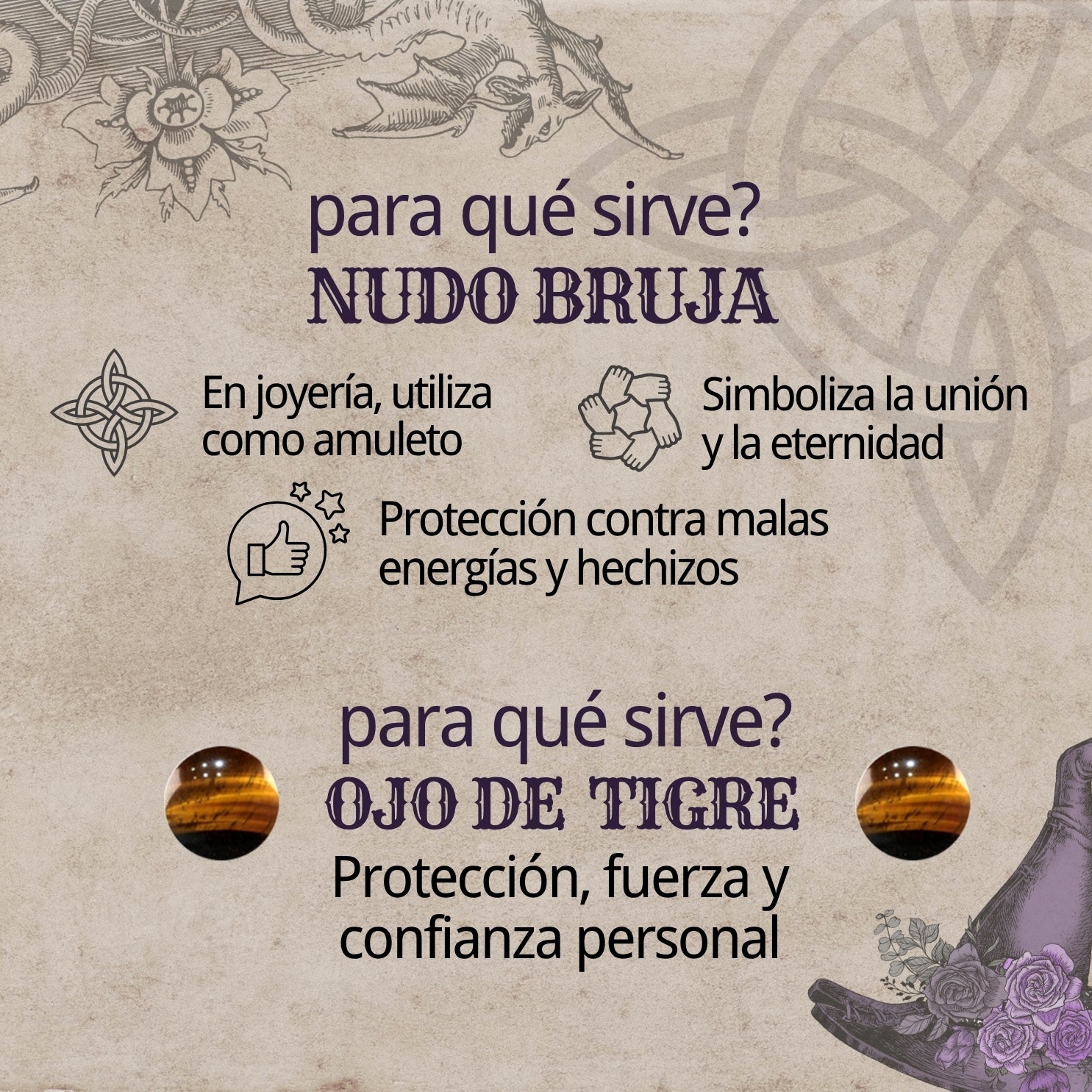 Anillo Nudo de Bruja con Ojo de Tigre en Acero Plateado - cotigo