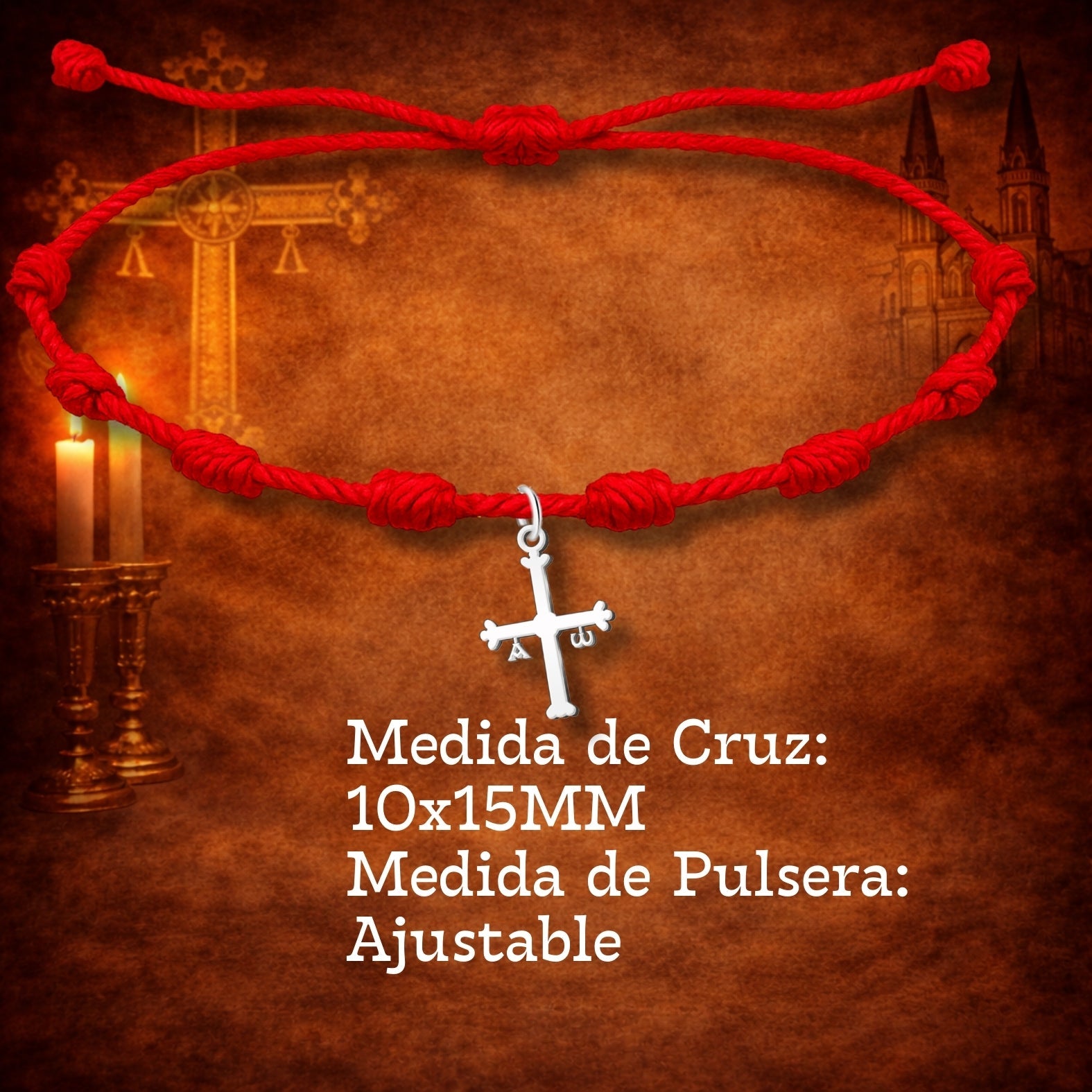 Pulsera 7 Nudos con Cruz de la Victoria en Acero Plateado