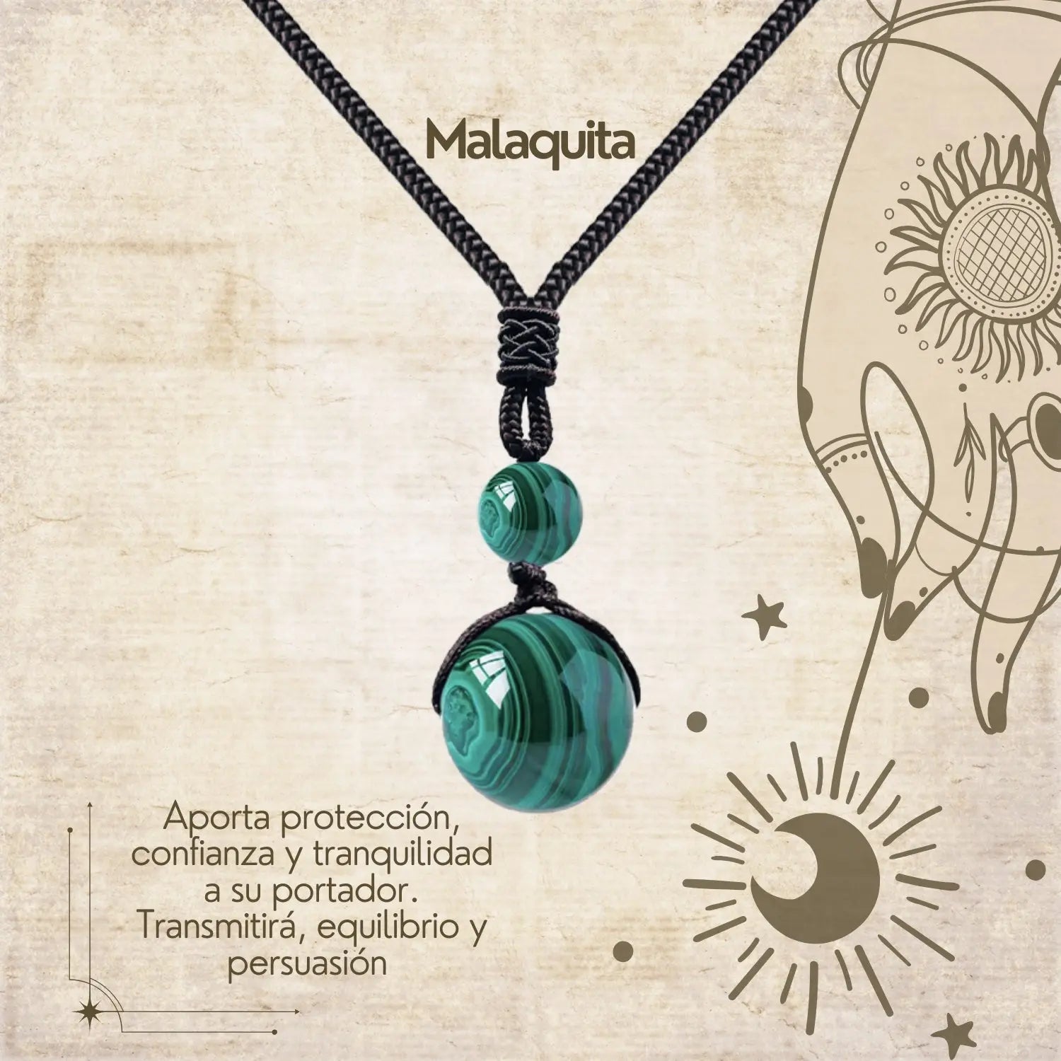 Colgante de piedra natural 14 mm 🌈 ¡Hecho a mano y con significado único! 🔮 Cuerda ajustable 40–70 cm - cotigo