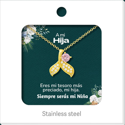 Collar Acero para Mujer con Tarjeta Diseñado , Colgante Con Circonita para Mamá,  Amor, Esposa, Amiga, Hija, Abuela. Regalo para Cumpleaños, Día de Madre, San Valentín, Navidad.