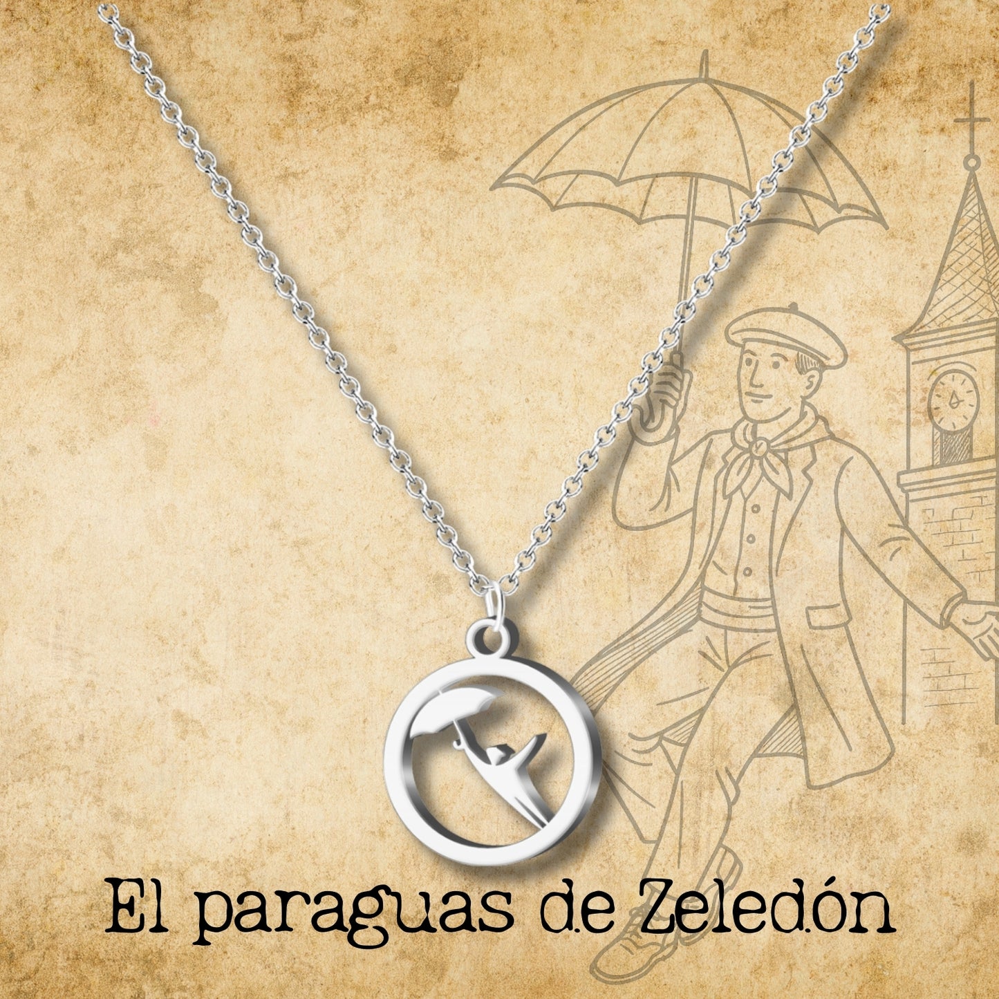 Collar El paraguas de Zeledón Acero color Plateado