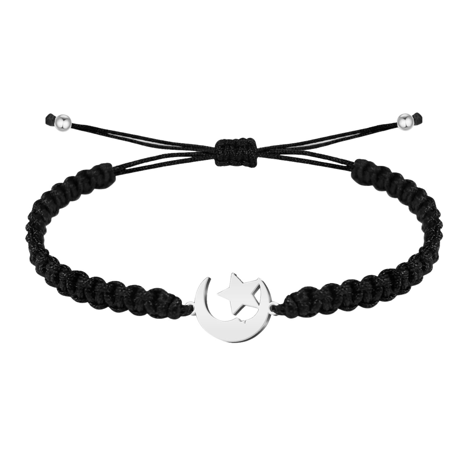 Pulsera Hilo Destino Luna y Estrella Acero