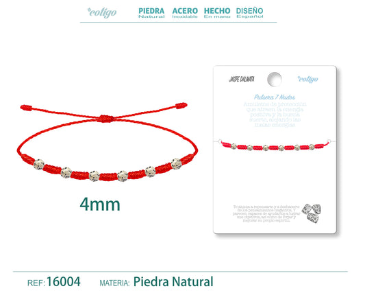 Pulsera 7 Nudos con Jaspe dalmata 4mm