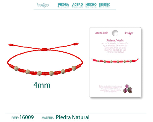 Pulsera 7 Nudos con Turmalina sandía 4mm