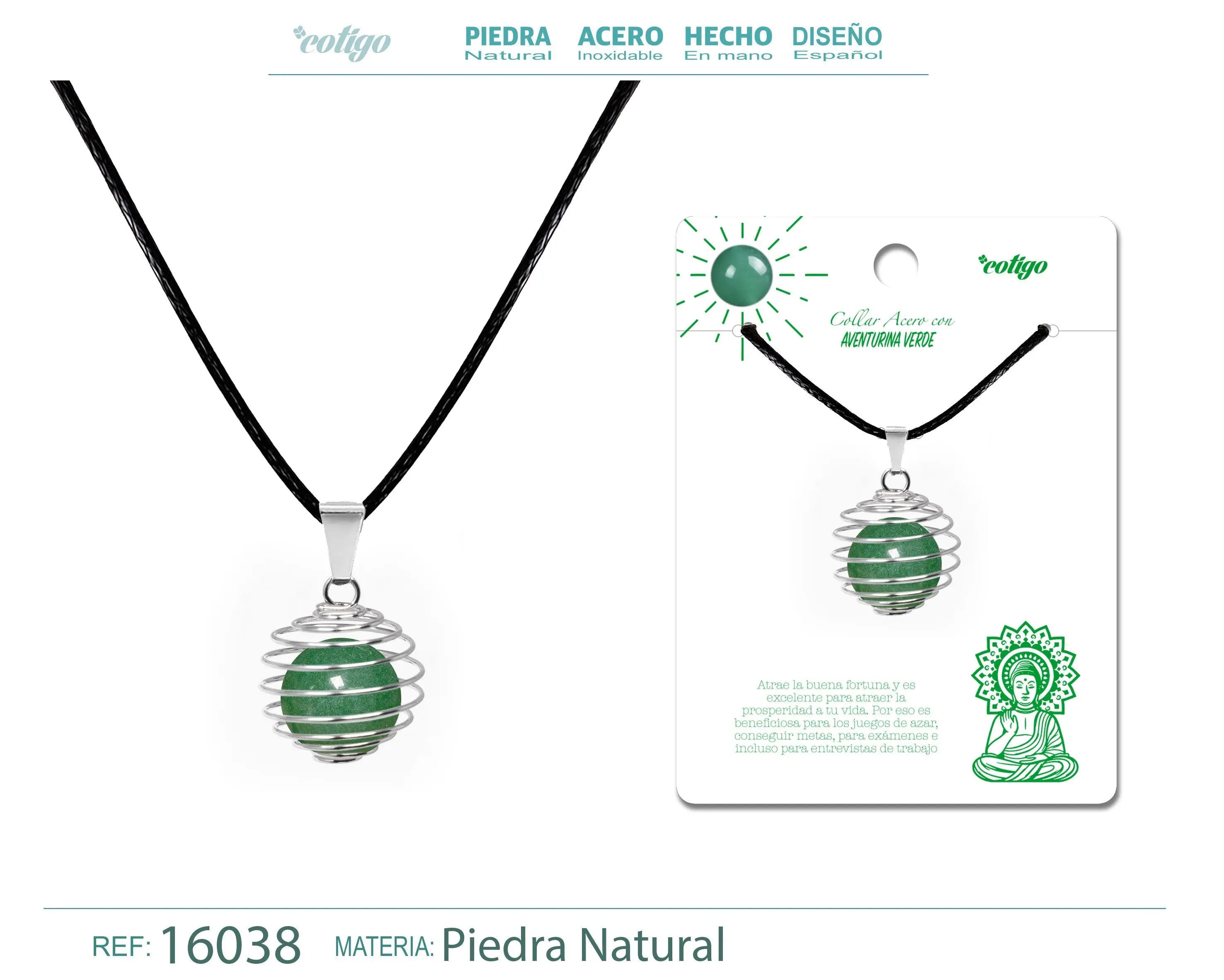 Colgante de Aventurina Verde 14mm con Acesorio de Acero - cotigo