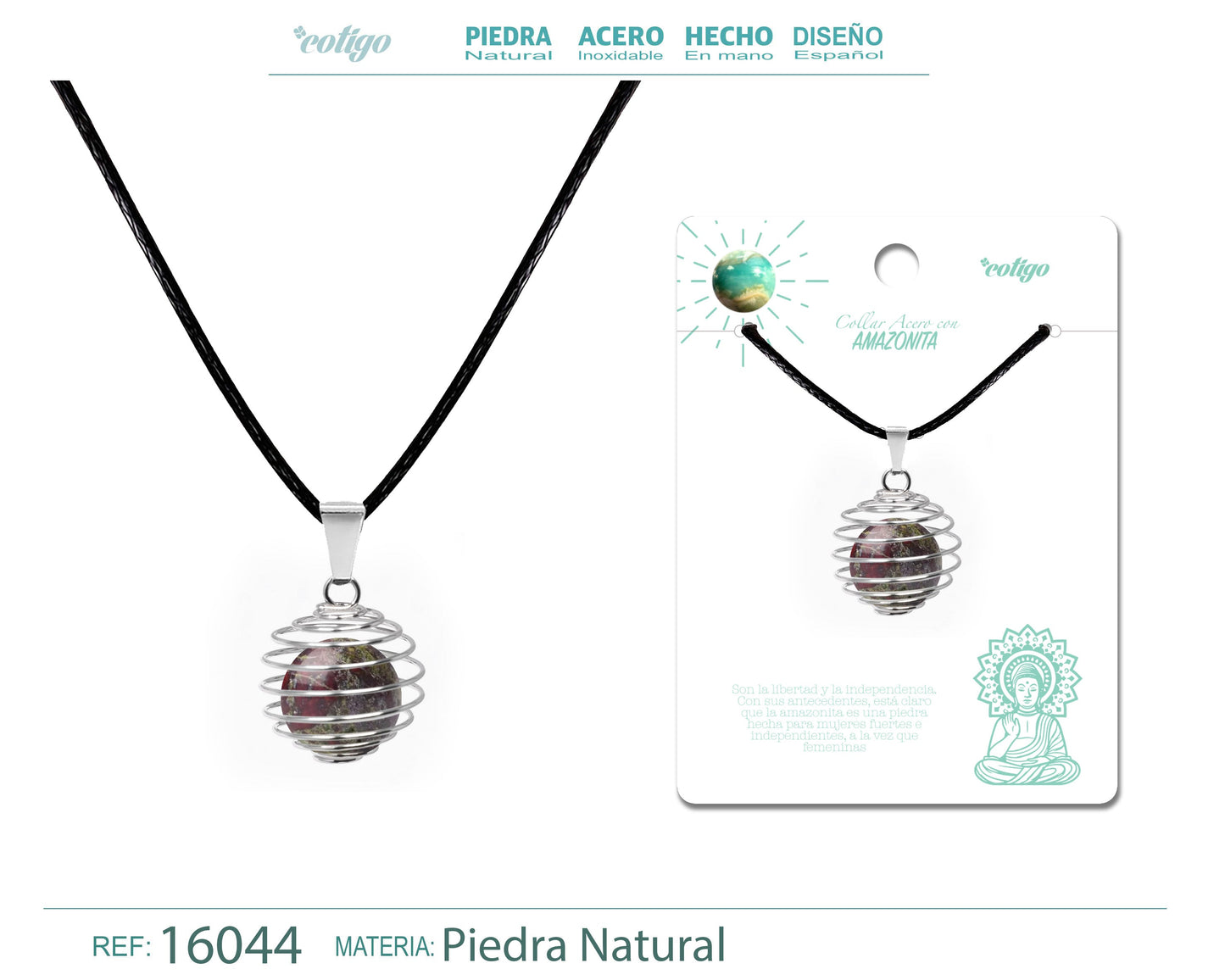 Colgante de Amazonita 14mm con Acesorio de Acero